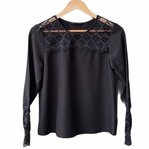 Shein Blouse Top Lace Detail Business Casual Preppy Cocktail Academia Mobwife XS
